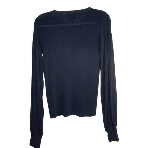 Magaschoni Floral Embroidered Sweater Size Medium Black Silk Blend New - Picture 6 of 12